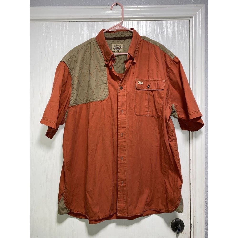 Game Guard Mens Button‎ Down Shirt Outdoors Hiking Hunting Casual Orange Sz XL